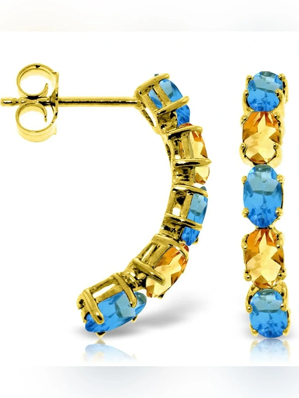 14K Solid Gold Natural Blue Topaz Leverback Earrings